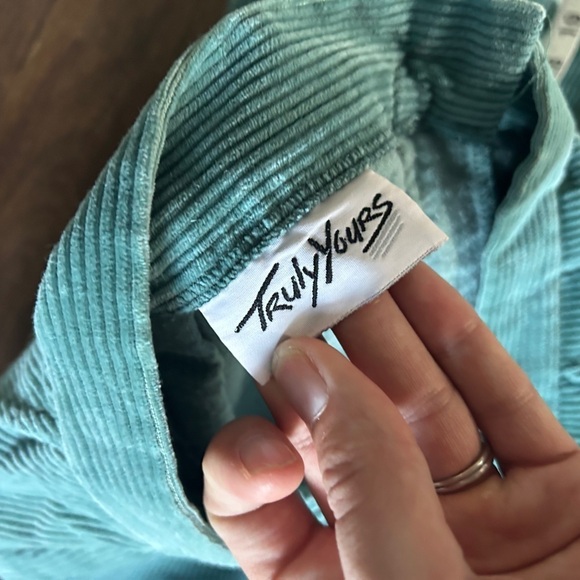 Vintage Truly Yours Green Teal Corduroy Midi Maxi Skirt Casual Fall 90s Retro 12 - Picture 3 of 7